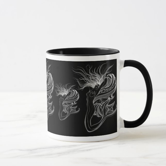 Tasse Madame de Sirène-Papillon sur le noir (Droite)