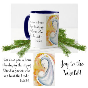 Tasse Madonna et la Bible de l'Enfant Verset Christmas M