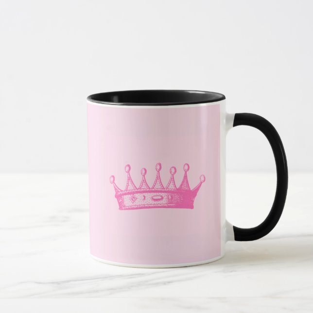 Tasse Magenta Princess Crown sur Arrière - plan rose (Droite)