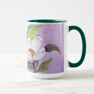 Tasse Magnolias du sud blanches Painterly sur la lavande