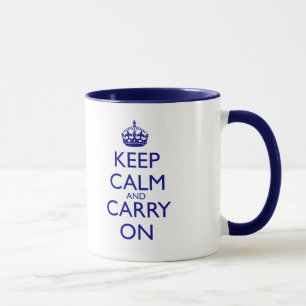 Tasse Maintenez calme et continuez le texte de bleu