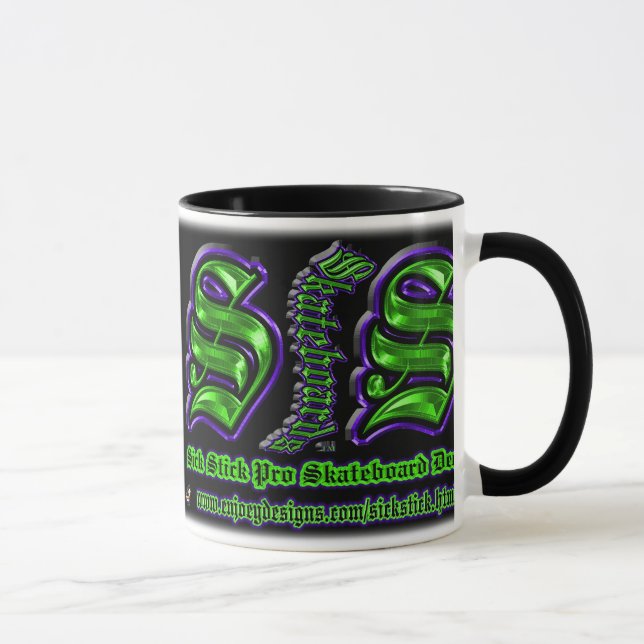 Tasse malade pourpre et verte de coutume de bâton (Droite)