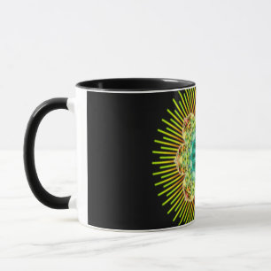 Tasse Mandala jaune vert noir