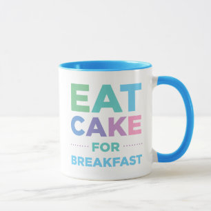 Tasse Mange Du Gâteau Pour Le Petit Déjeuner Musique