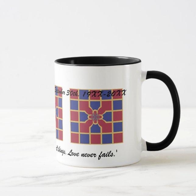 Tasse Mariage Anniversaire Marine Rouge Géométrique Avec (Droite)