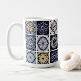 Tasse - Marokkanisches Zellige-Mosaik Navy Senf Fl
