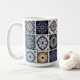 Tasse - Marokkanisches Zellige-Mosaik Navy Senf Fl