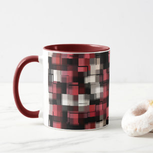 Tasse Maroon noir blanc Abstrait plaid
