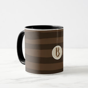 Tasse Marron Moka Fantaisie Rayures Funky Moderne Chic