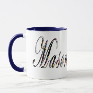 Tasse Mason, Nom, Logo, Bleu Combo Café Mug.