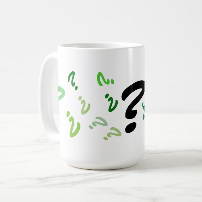 Tasse - Mehrere grüne Fragezeichen (rev) (Vorderseite Links)