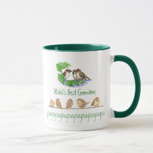 Tasse Meilleure grand-mère, mignonne famille d'oiseaux