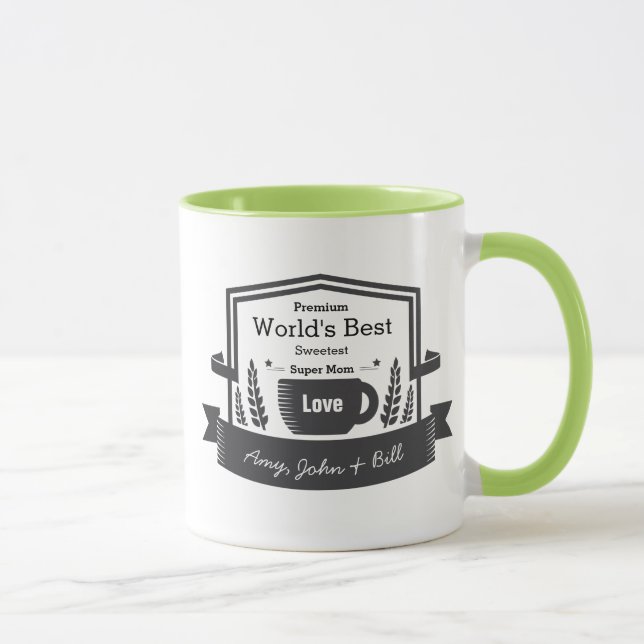 Tasse Meilleure Super Maman du monde Personnalisez Aimer (Droite)