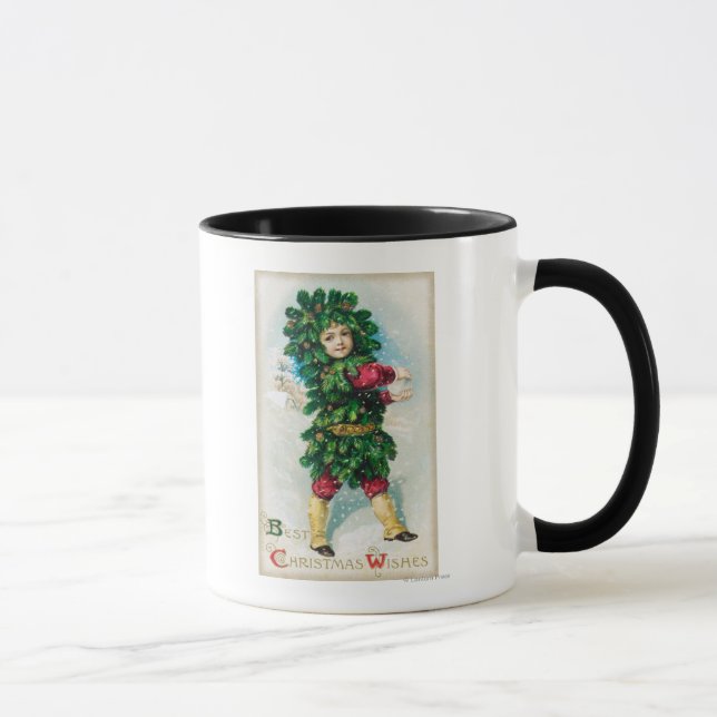 Tasse Meilleurs voeux de Noël Homme en manteau À feuilla (Droite)