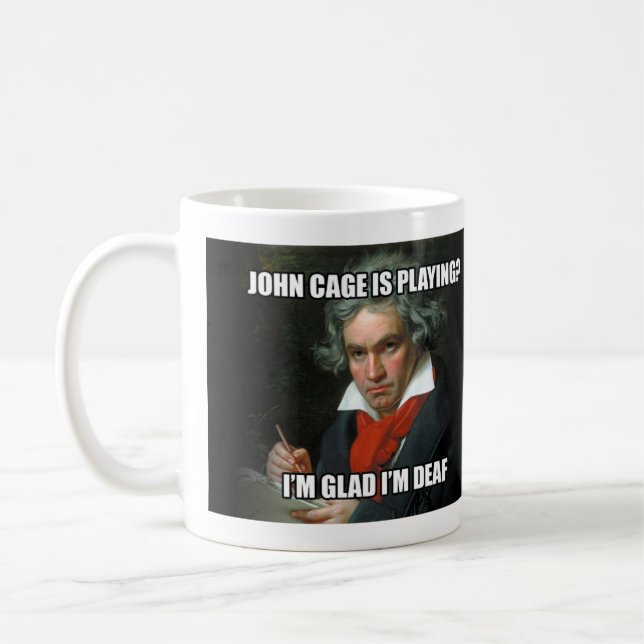 Tasse : "Meme" - Beethoven et cage (Gauche)