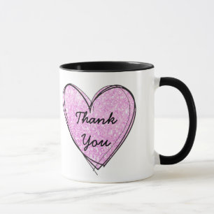 Tasse Merci avec Cœur Rose et Citation