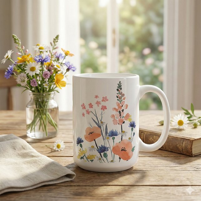 Tasse Merci De M'avoir Aidée à Épanouir (Thank a special teacher with this beautiful floral, "Thanks for helping me bloom" mug! )