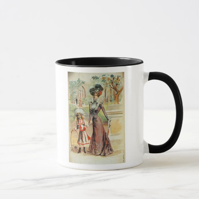 Tasse Mère et fille sur une promenade (litho de couleur) (Droite)