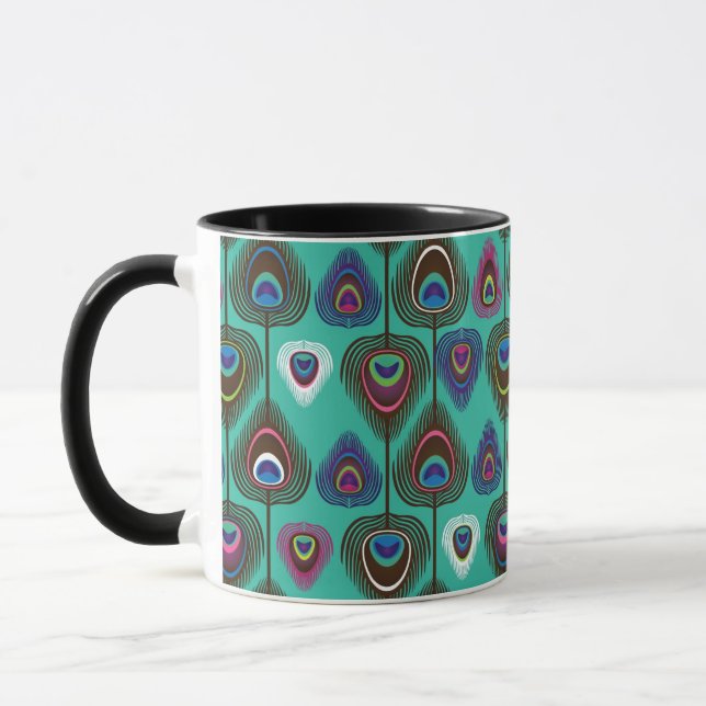 Tasse mignon motif en plumes de paon (Gauche)