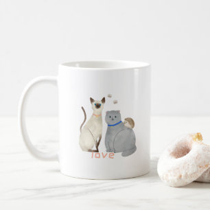 Tasse mignonne avec des chats et un hérisson : Am