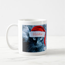 Tasse mignonne de chat de Noël, personnalisée