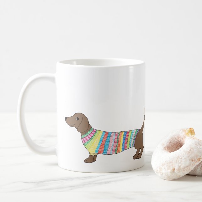 Tasse mignonne de chien de saucisse de chien de (Avec donut)