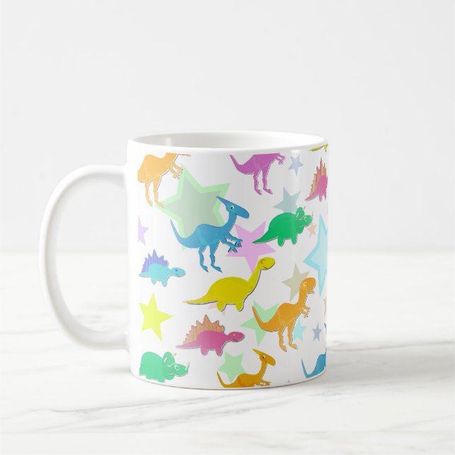 Tasse mignonne de dinosaures de couleur (Gauche)