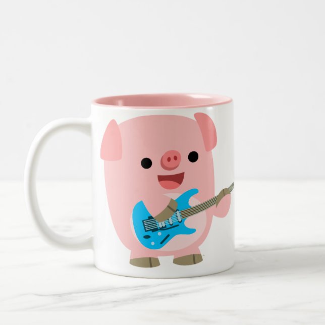 Tasse mignonne de porc de bande dessinée de Rockin (Gauche)
