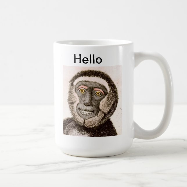 TASSE mignonne de singe - bonjour (Droite)