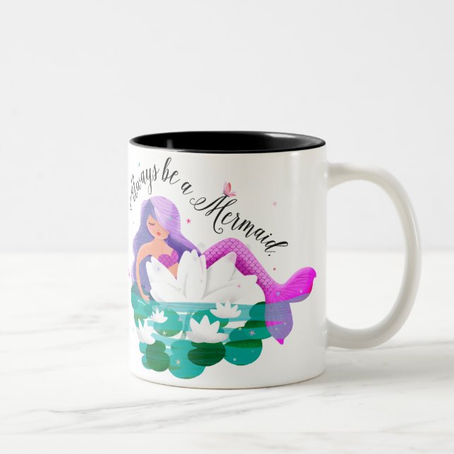 Tasse mignonne de sirène de nénuphar (Droit)