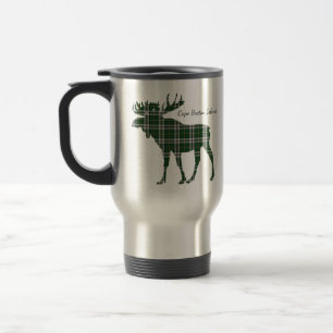 Tasse mignonne de voyage de tartan d'orignaux de