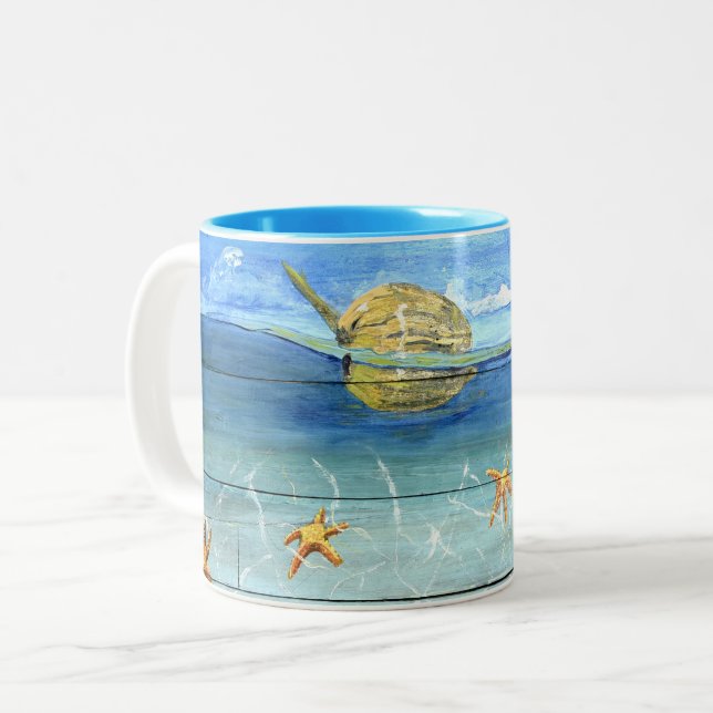 Tasse mignonne d'étoiles de mer pour l'amant de (Devant gauche)