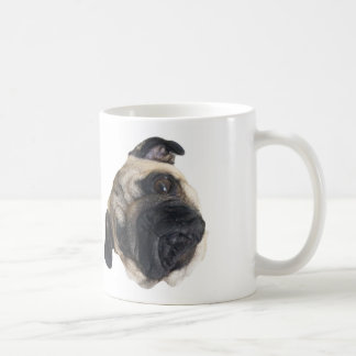 Tasse mignonne d'inclinaison de tête de carlin
