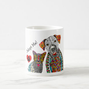 Tasse mignonne et colorée de chien et de chat