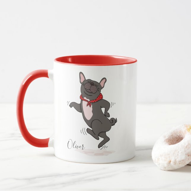 Tasse mignonne et drôle de bouledogue français (Avec donut)