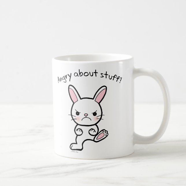 Tasse mignonne fâchée de lapin de tasse drôle de (Droite)