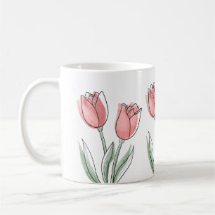 Tasse minimale Tulipe Rose Coupe esthétique flor