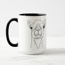 Tasse minimaliste à une ligne avec visage de chame