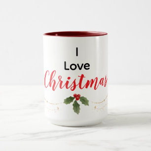 Tasse minimaliste moderne « J'aime Noël »