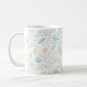 Tasse Minimaliste Pastel Coquillages et Vagues Océ