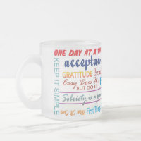 Tasse mit 12 Schritt-Erholungs-Slogans