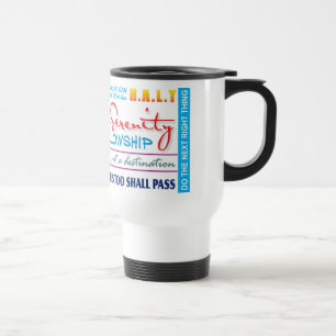 Tasse mit 12 Schritt-Erholungs-Slogans