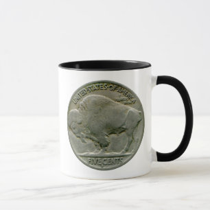 Tasse mit 1936 US-"Büffel" Nickel-Schwänzen