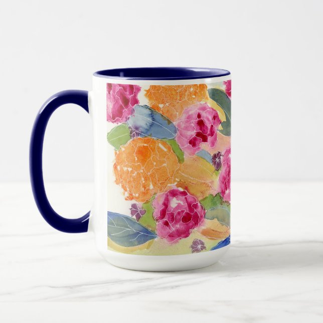 Tasse mit Aquarellblumen (Links)