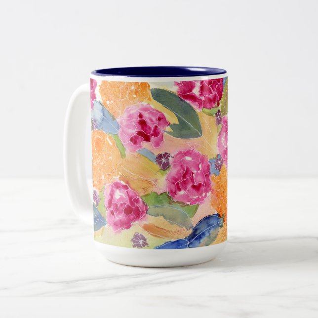 Tasse mit Aquarellblumen (Vorderseite Links)