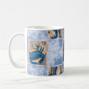 Tasse mit blauem Krebsmuster