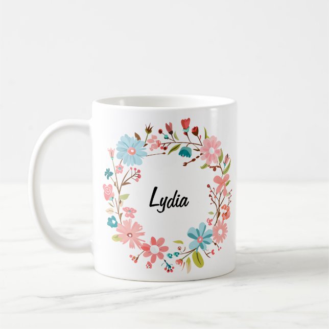 Tasse mit Blumenbezeichnungen - Personalisierte Bl (Links)