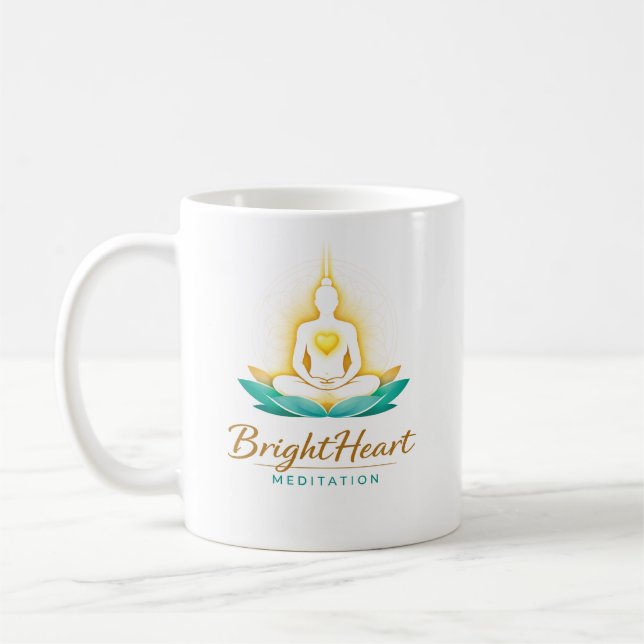 Tasse mit Brightheart-Meditations-Logo (Links)