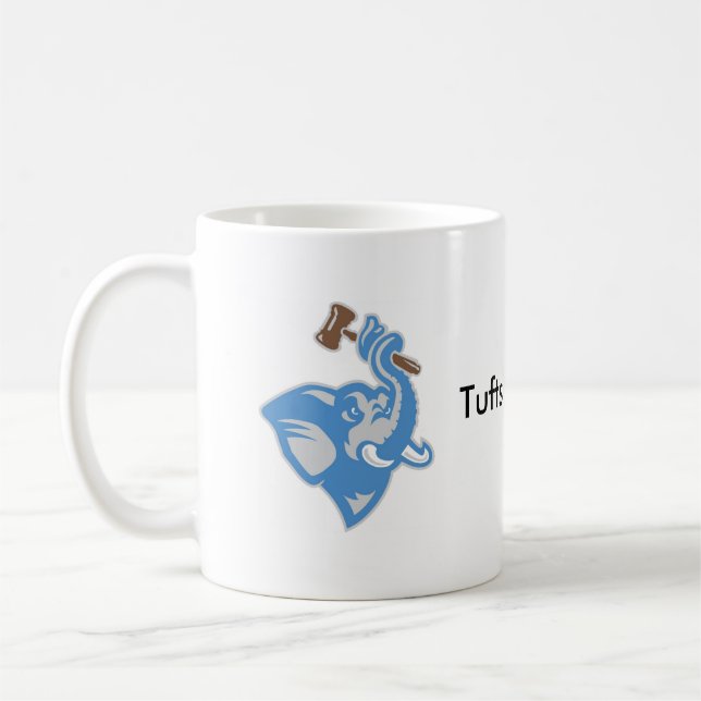 Tasse mit Brown und blaues Logo und Text (Links)
