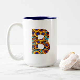Tasse mit Buchstabe B und Sonnenblumen